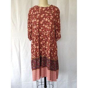 Women's Knox Rose Babydoll‎ Tiered Dress XXL Gauzy Boho Peasant 90s Cottage Core